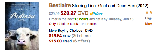 'Bestiaire' starring Lion, Goat and Dead Hen (2012) $20.27 DVD